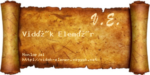 Vidák Elemér névjegykártya